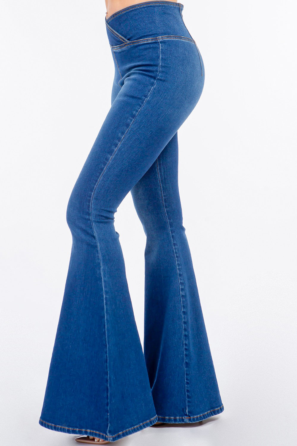 American Bazi High Waist Pull On Flare Jeans Yuley's Interesting Things  Bottom  %picture_angle%